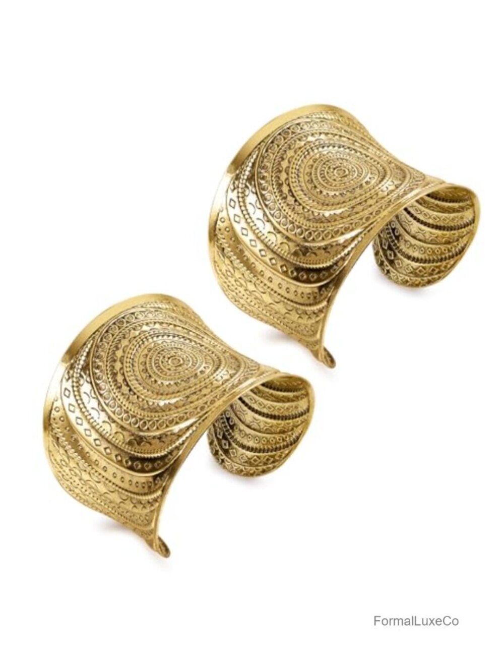 2 Vintage Cuff Bracelets Copper Open Cuff Set Ethnic Statement Bangle